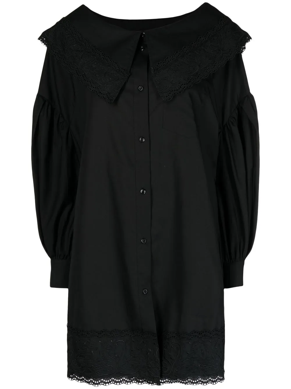 

Simone Rocha camisa con cuello abierto - Negro