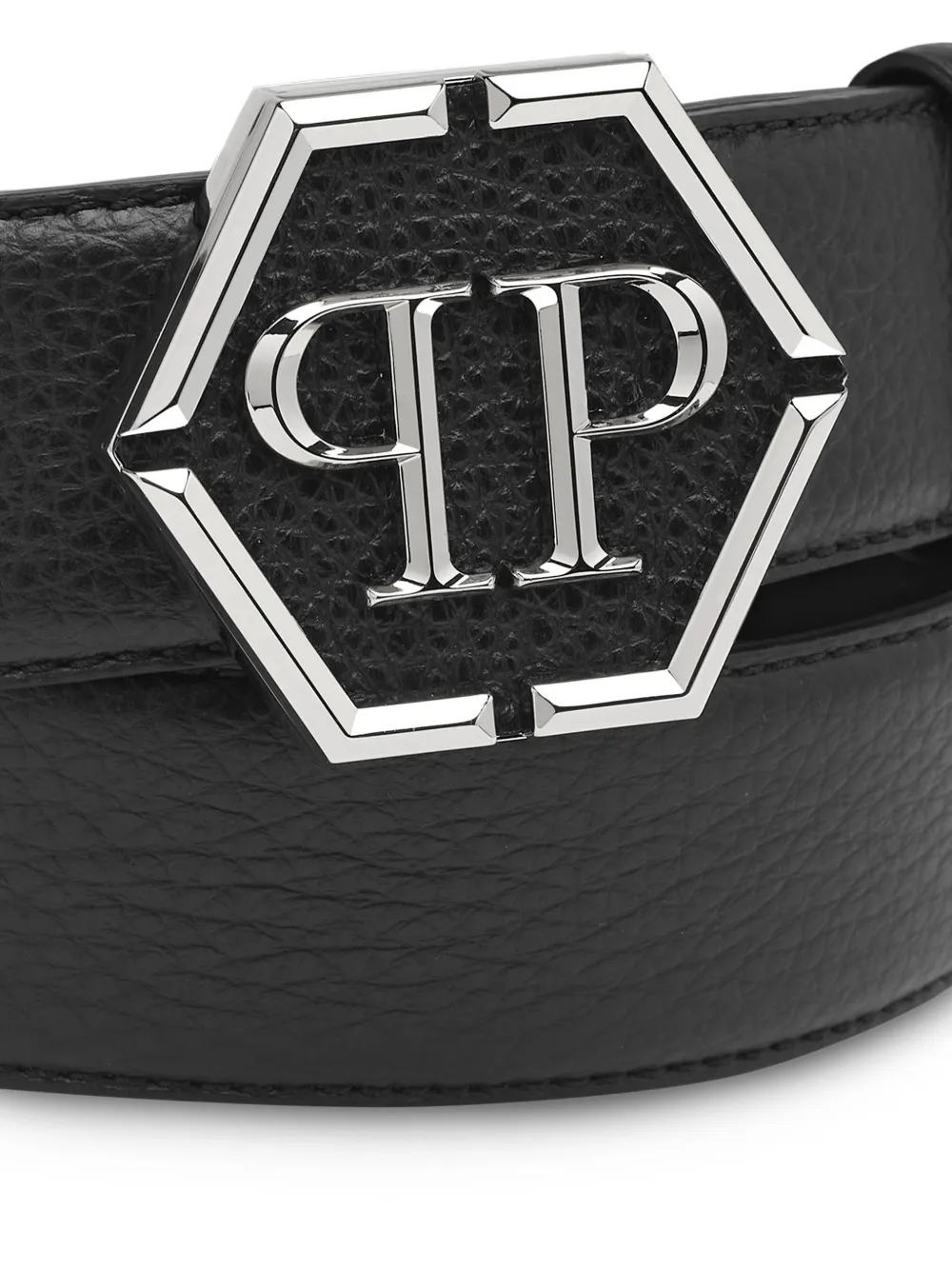 Philipp Plein Leren zeshoekige riem Zwart