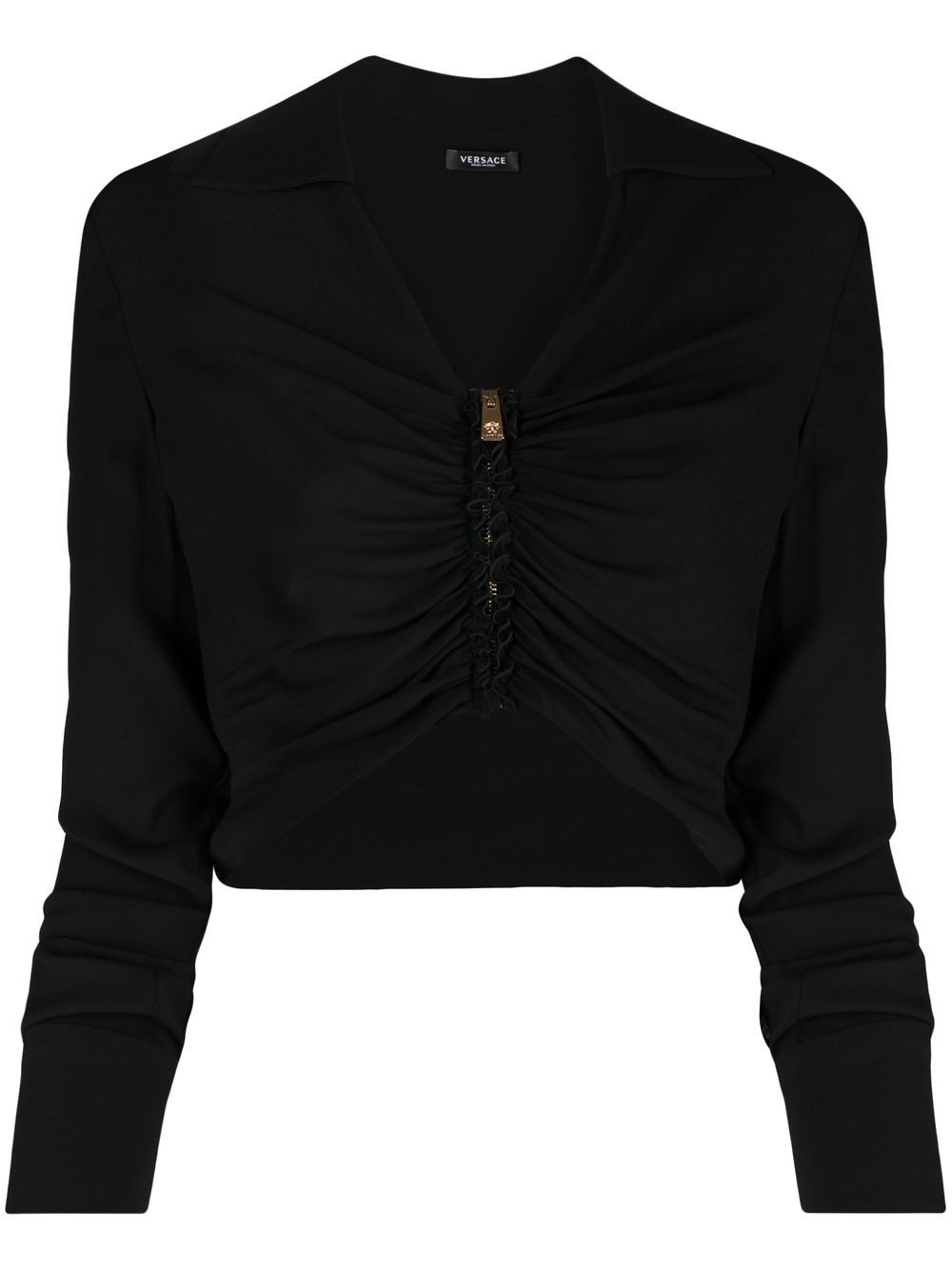 Versace Medusa ruched cropped shirt