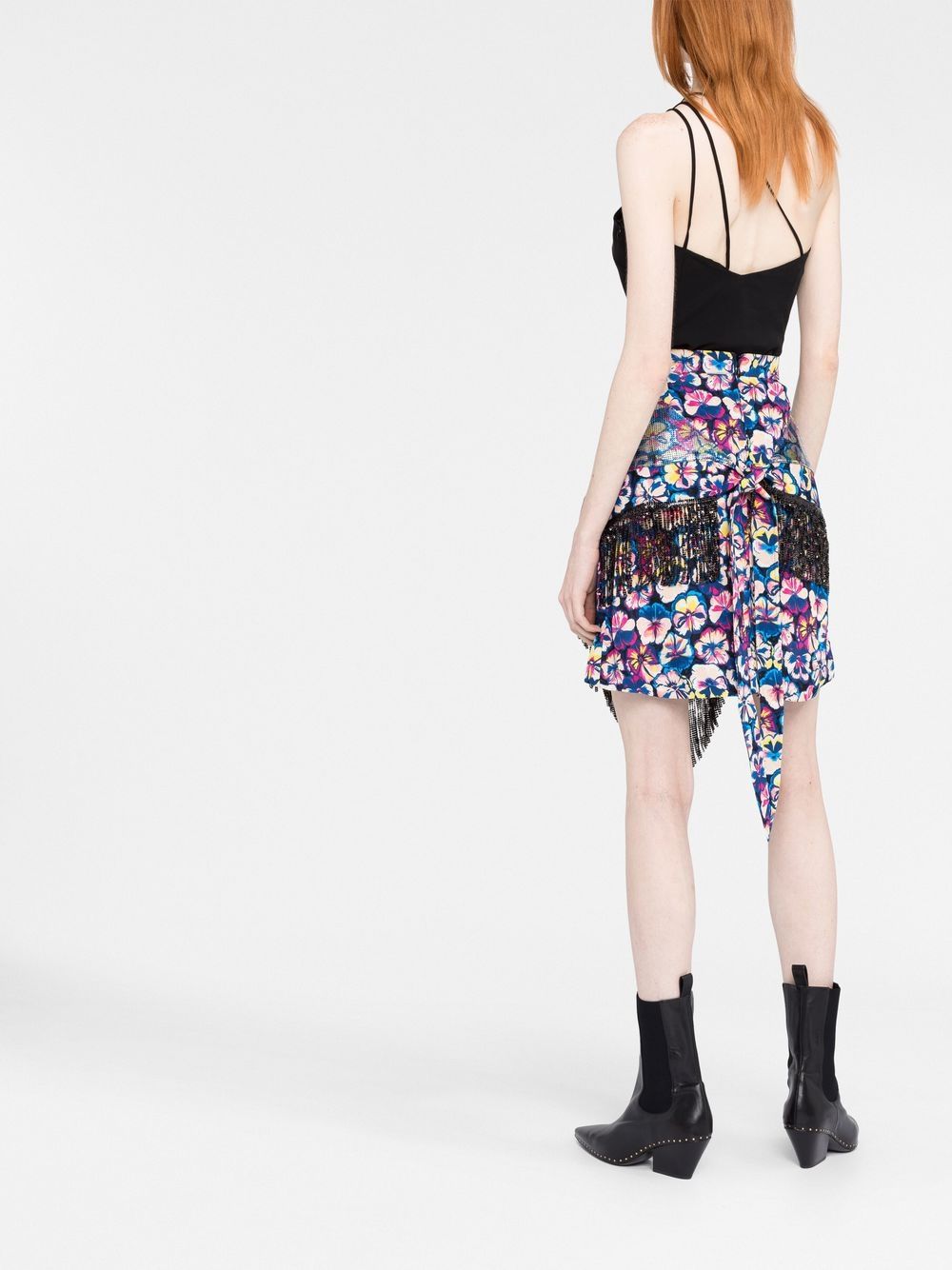 Rabanne fringed floral-print mini skirt Women