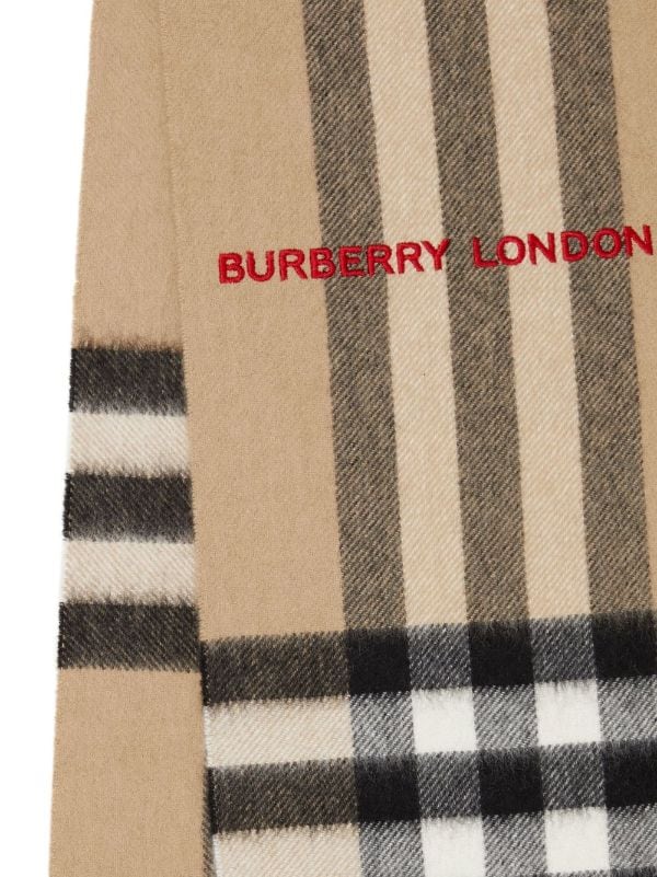 Burberry logo-embroidered Classic Check Cashmere Scarf - Farfetch
