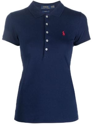 Blue Logo-print polo shirt Farfetch Women Clothing T-shirts Polo Shirts 