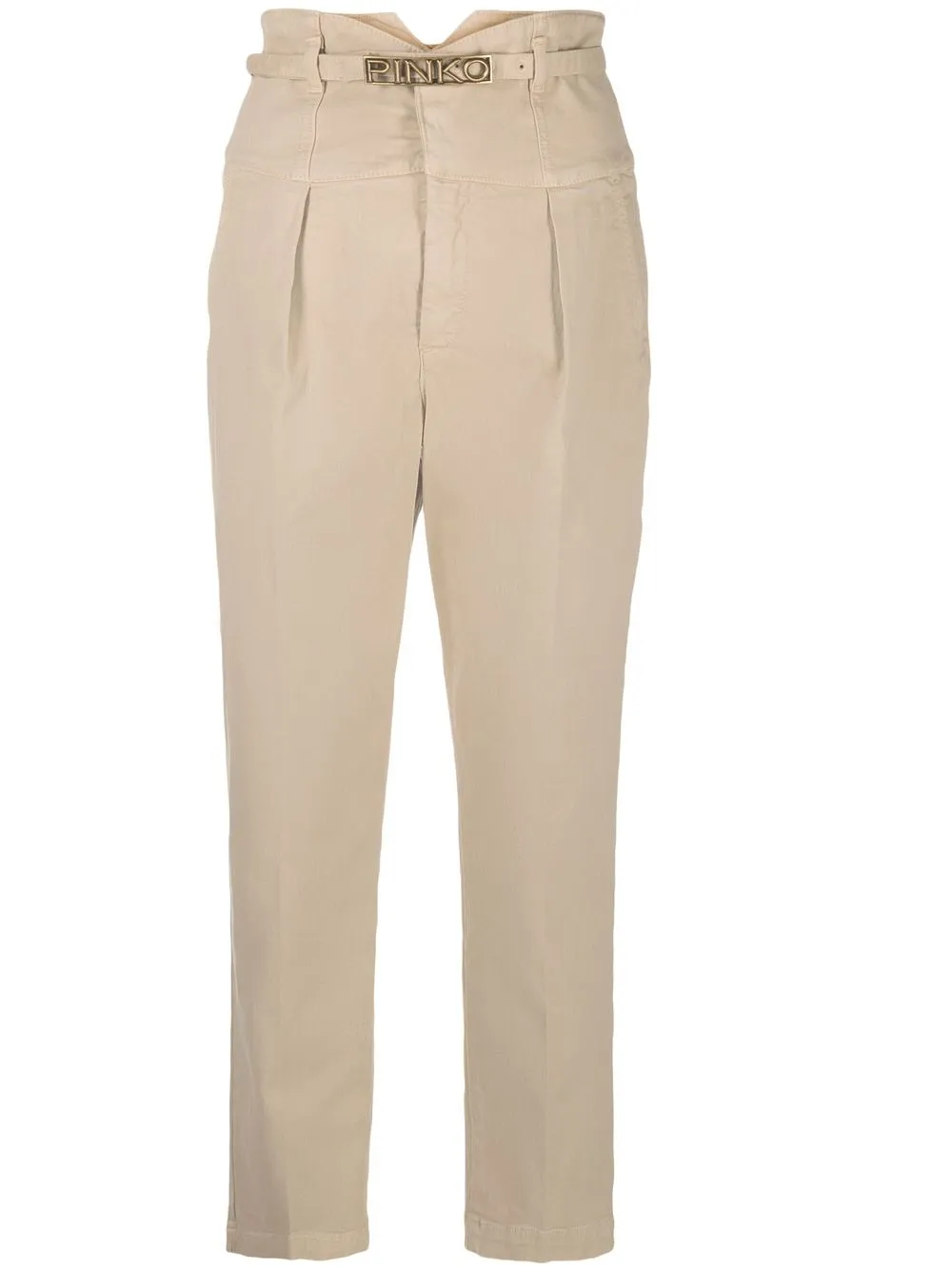 

PINKO high-waist cropped-leg trousers - Neutrals