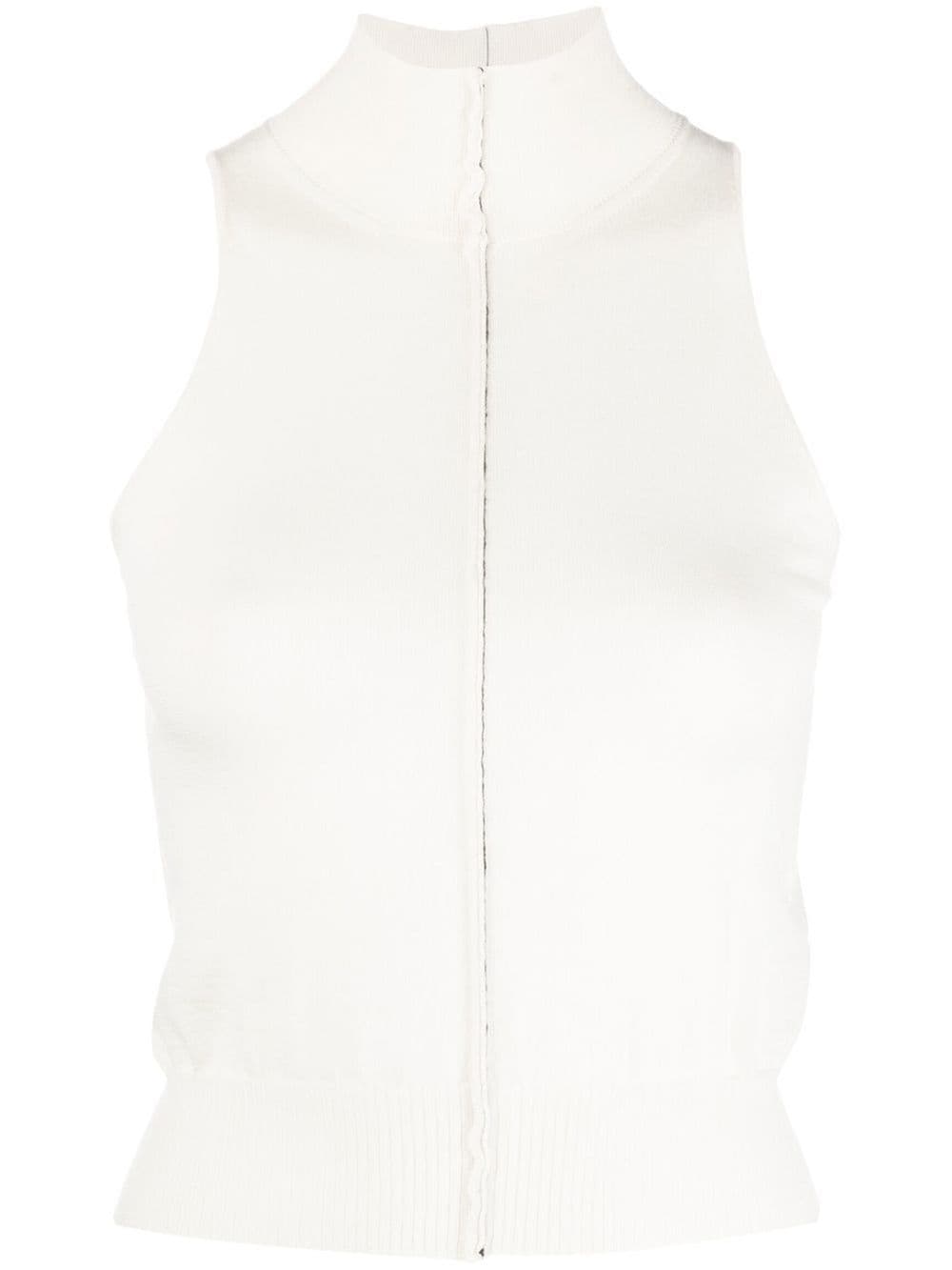 Shop Amiri Raw-hem Cashmere Knitted Top In White