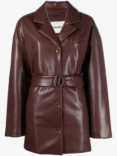 Nanushka blazer ceinturé en cuir artificiel