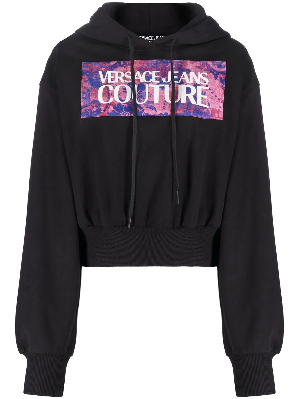 

Versace Jeans Couture hoodie corta con logo estampado - Negro