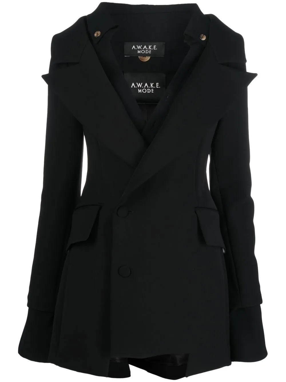 

A.W.A.K.E. Mode V-neck off-centre blazer - Black