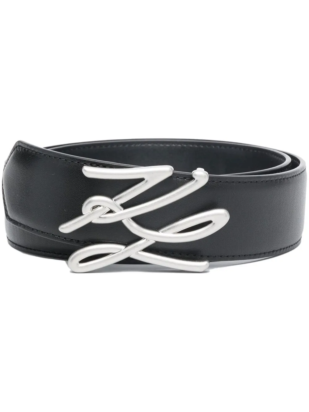 

Karl Lagerfeld Autograph logo-plaque leather belt - Black