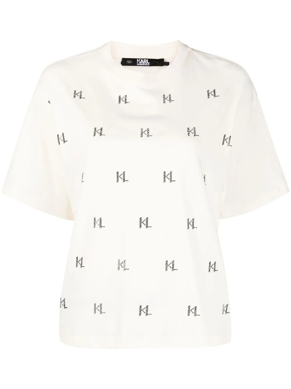 

Karl Lagerfeld playera con monograma de strass - Neutro