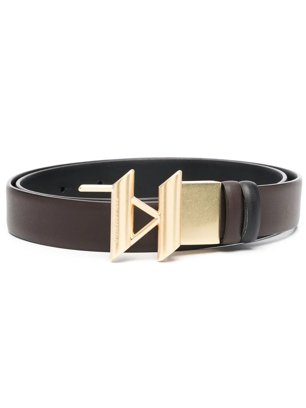 

Karl Lagerfeld logo-plaque leather belt - Brown