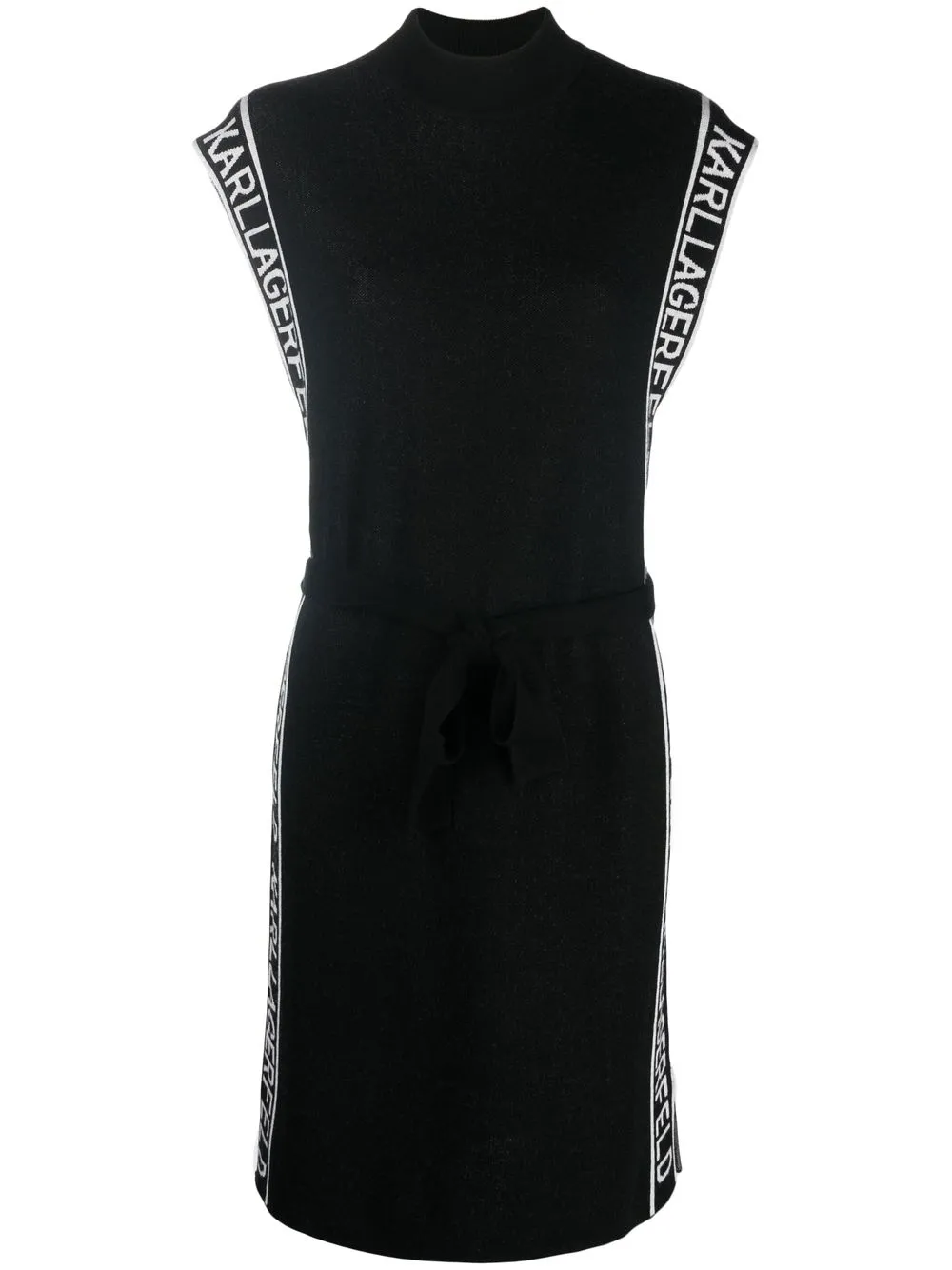 

Karl Lagerfeld logo-tape sleeveless knitted dress - Black