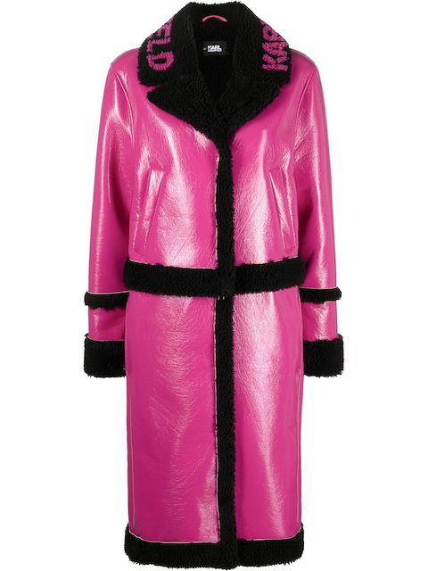 Karl Lagerfeld faux-shearling single-breasted coat