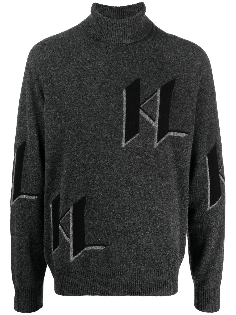 

Karl Lagerfeld roll-neck logo cashmere jumper - Grey