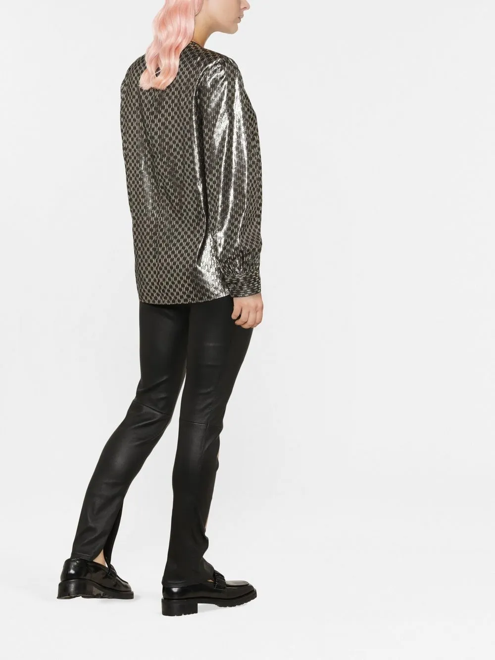  Karl Lagerfeld Monogram Print Shine-finish Blouse - Black 
