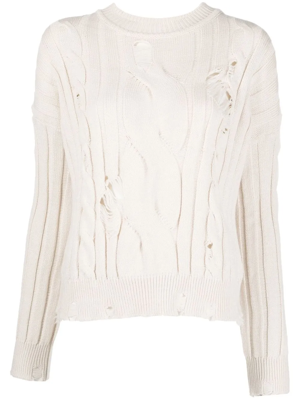 

PINKO distressed-finish long-sleeved jumper - Neutrals