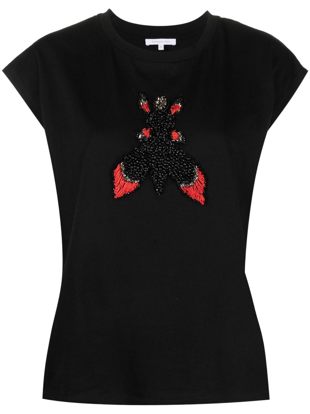 

Patrizia Pepe playera con detalles de strass - Negro