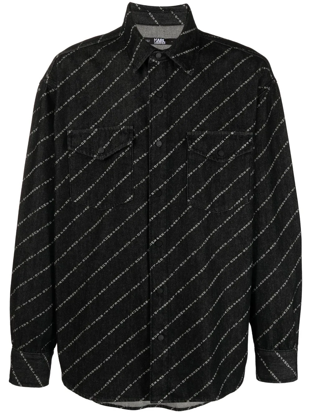 

Karl Lagerfeld camisa de mezclilla manga larga - Negro