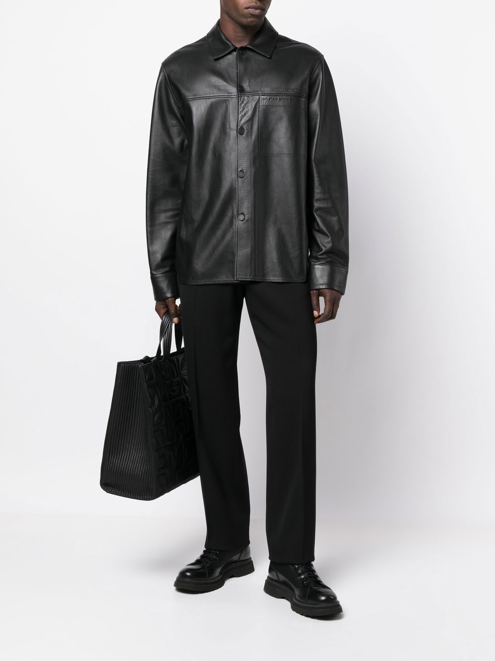 Karl Lagerfeld long-sleeve Leather Shirt - Farfetch