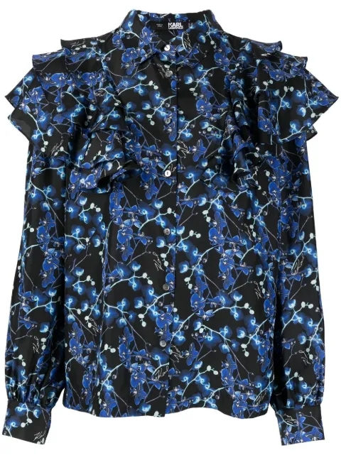 Karl Lagerfeld camisa de seda con orquídeas estampadas