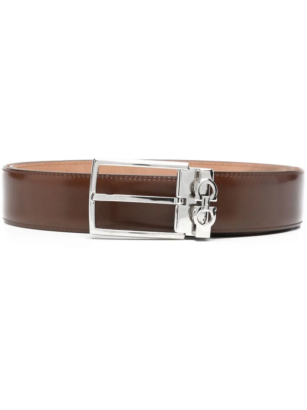 

Salvatore Ferragamo Gancini-plaque leather belt - Brown