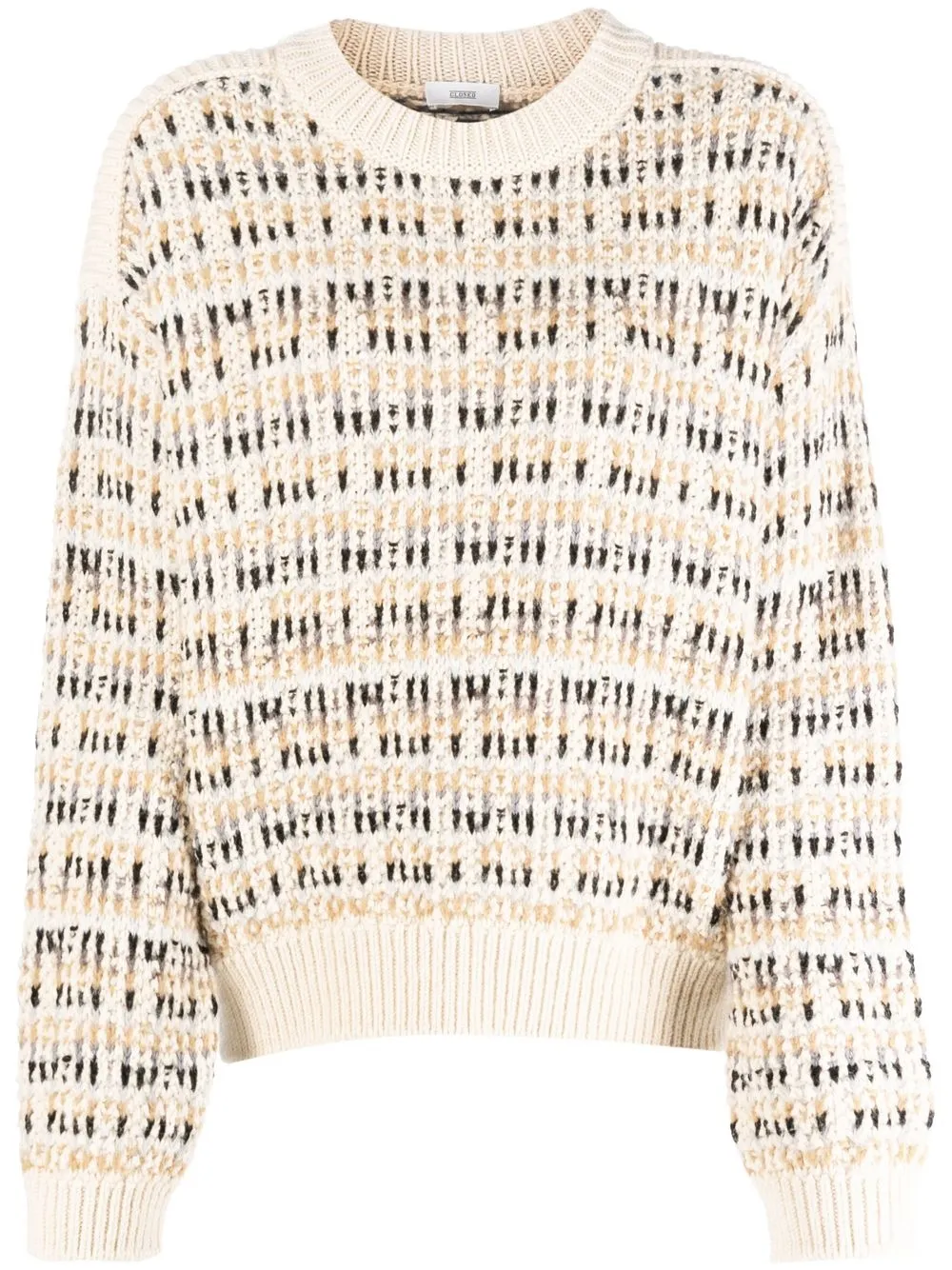 

Closed patterned chunky-knit jumper - Neutrals