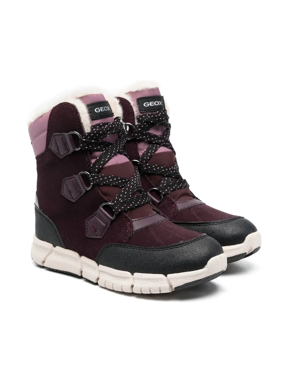 Geox Logo Lace-up Boots In Purple