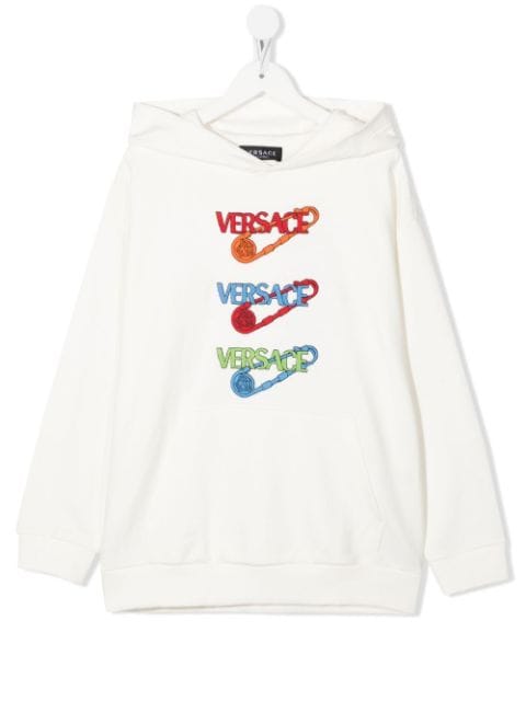 Versace Kids logo print cotton hoodie