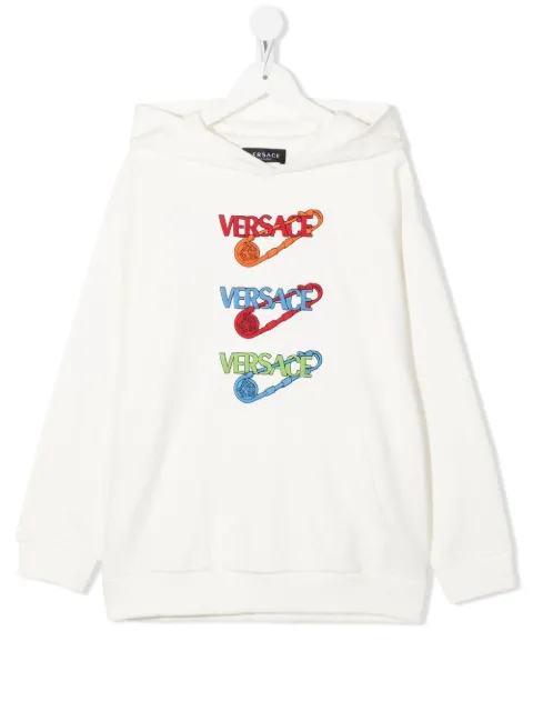 Versace Kids logo print cotton hoodie