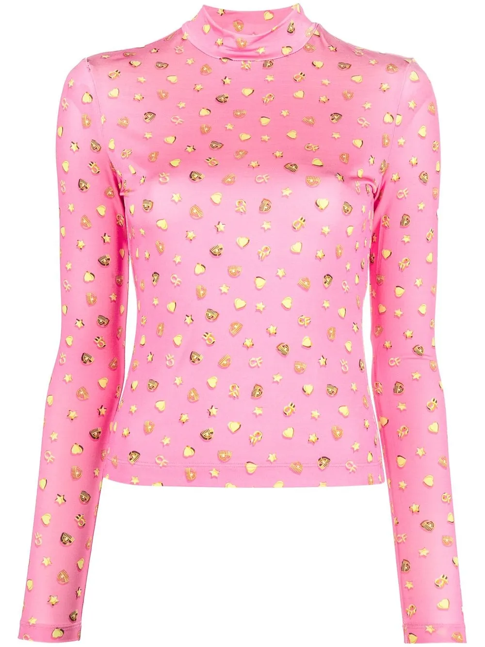 

Chiara Ferragni logo-print mock neck top - Pink