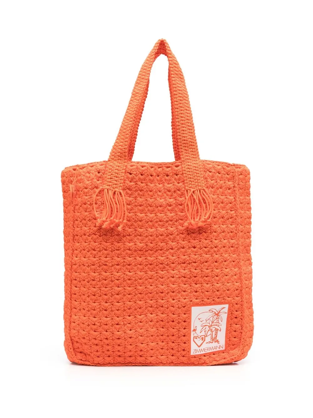 

ZIMMERMANN crochet cotton tote bag - Orange