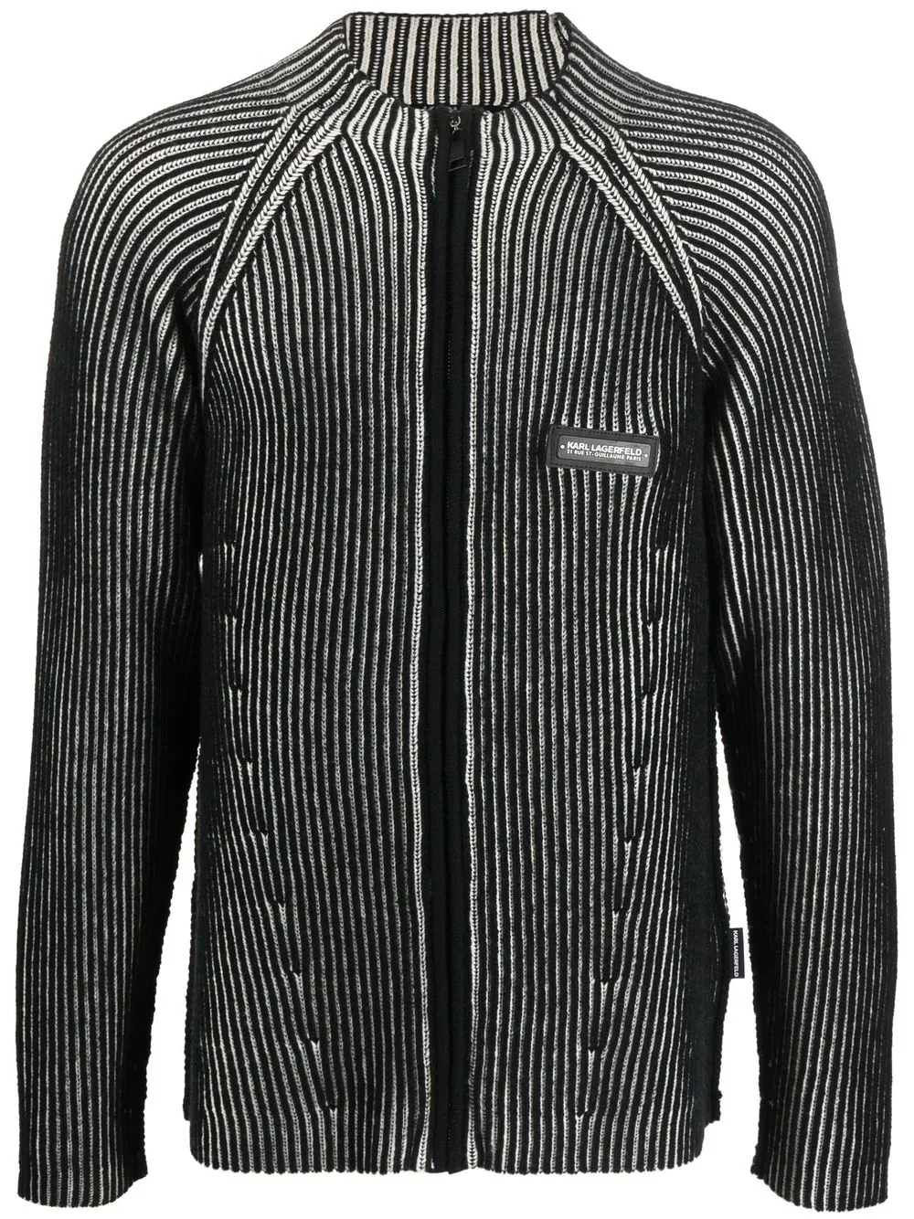 

Karl Lagerfeld ribbed-knit zip-up cardigan - Black