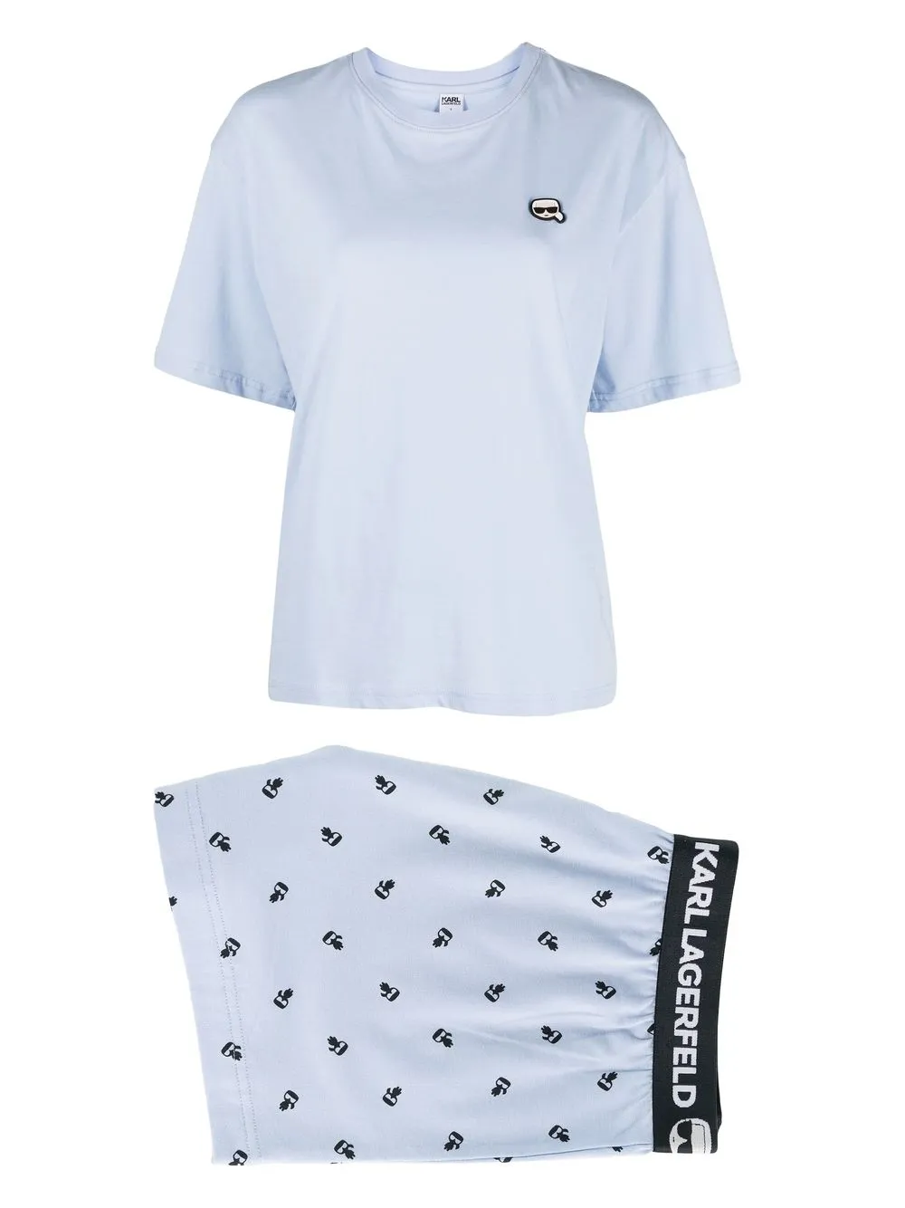 

Karl Lagerfeld Ikonik logo-print pyjama shorts set - Blue