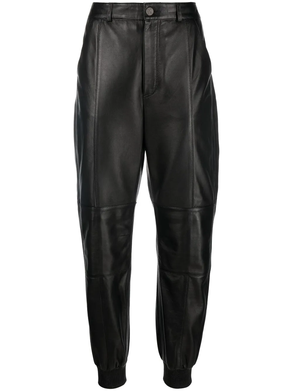 tapered-leg leather trousers