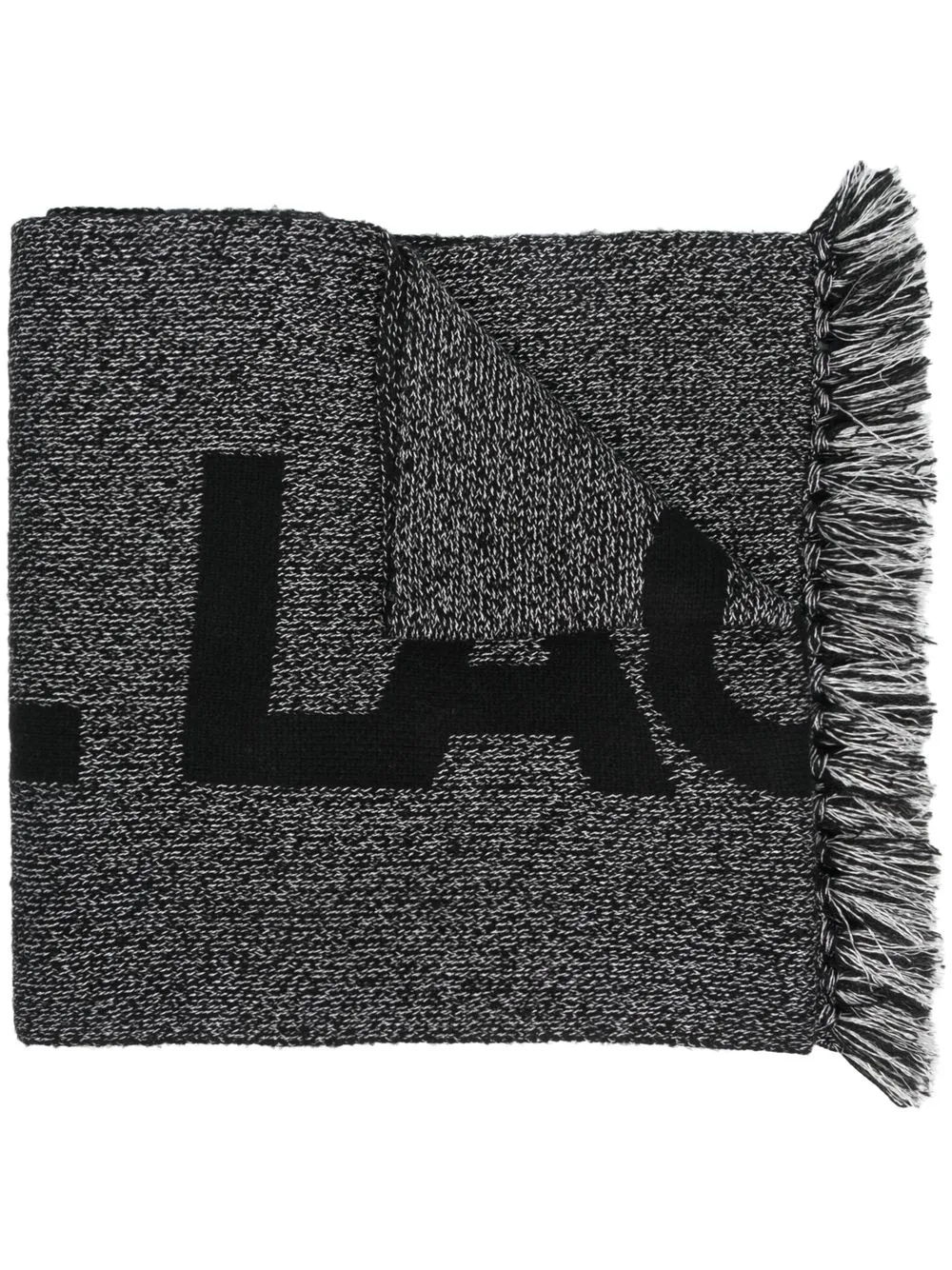 

Karl Lagerfeld mascada con logo y flecos - Negro