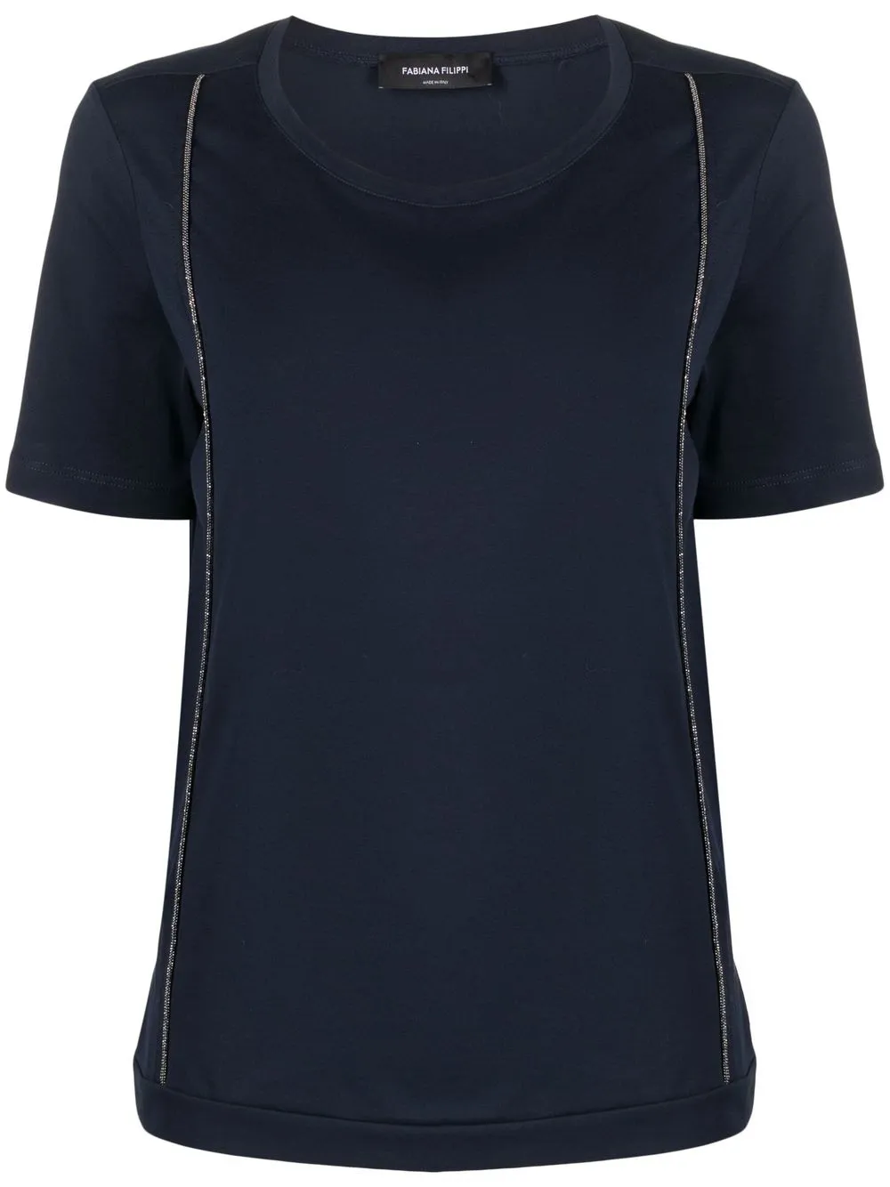 

Fabiana Filippi Monili-trim cotton T-shirt - Blue