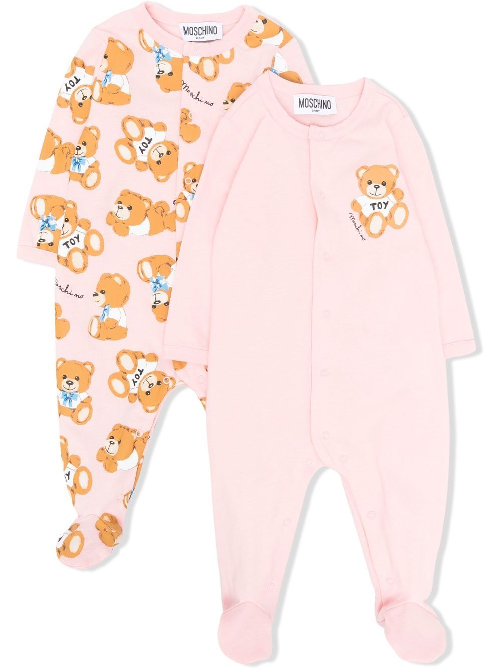 Moschino Teddy Bear-print Babygrow Set In Pink