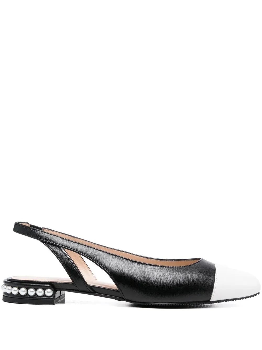 

Stuart Weitzman pearl-embellished slingback ballerina shoes - Black