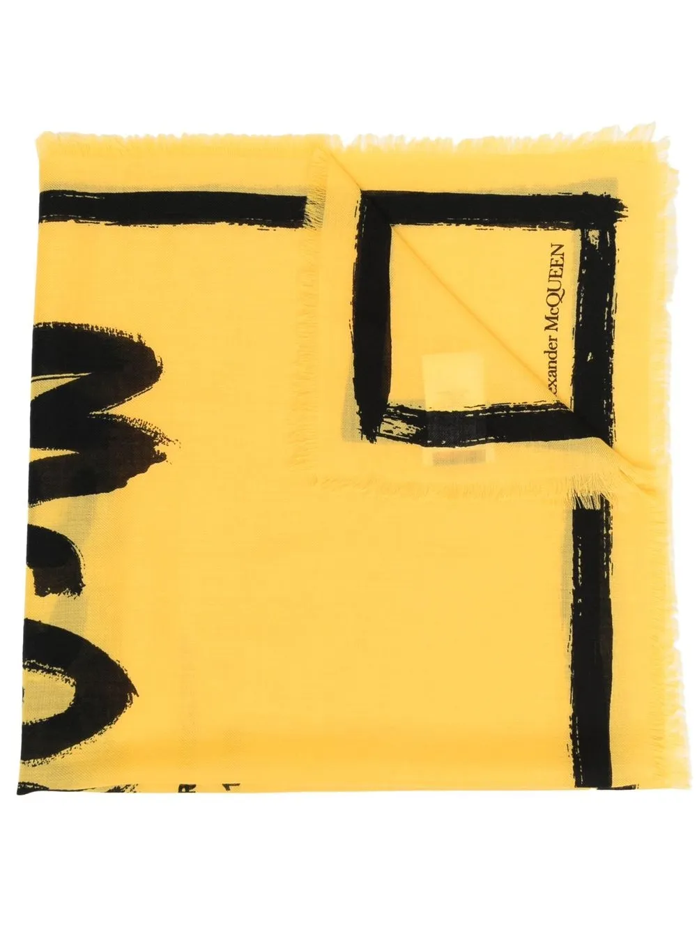 

Alexander McQueen logo-print wool scarf - Yellow