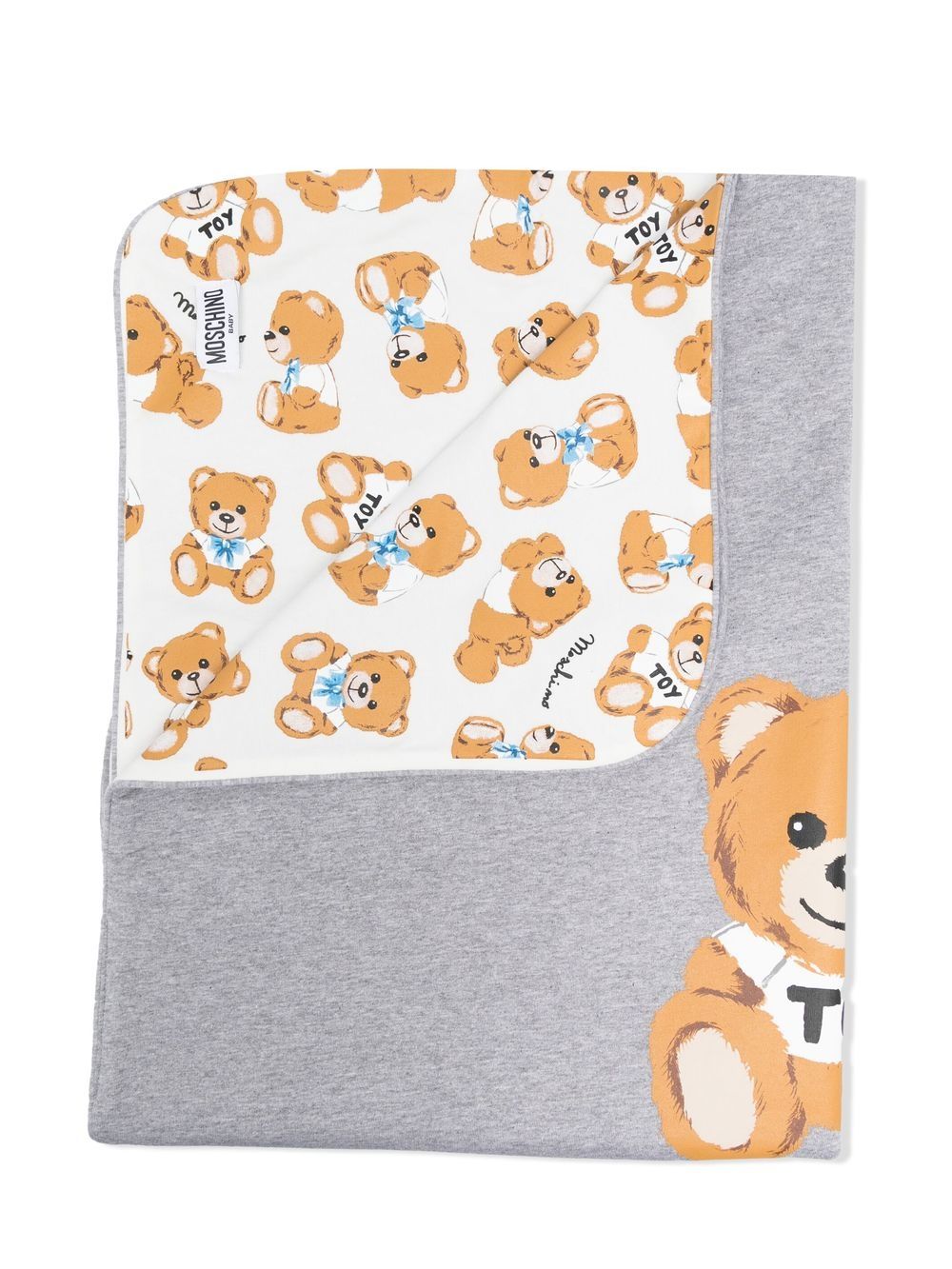 Moschino Kids Deken met teddybeerprint - Grijs