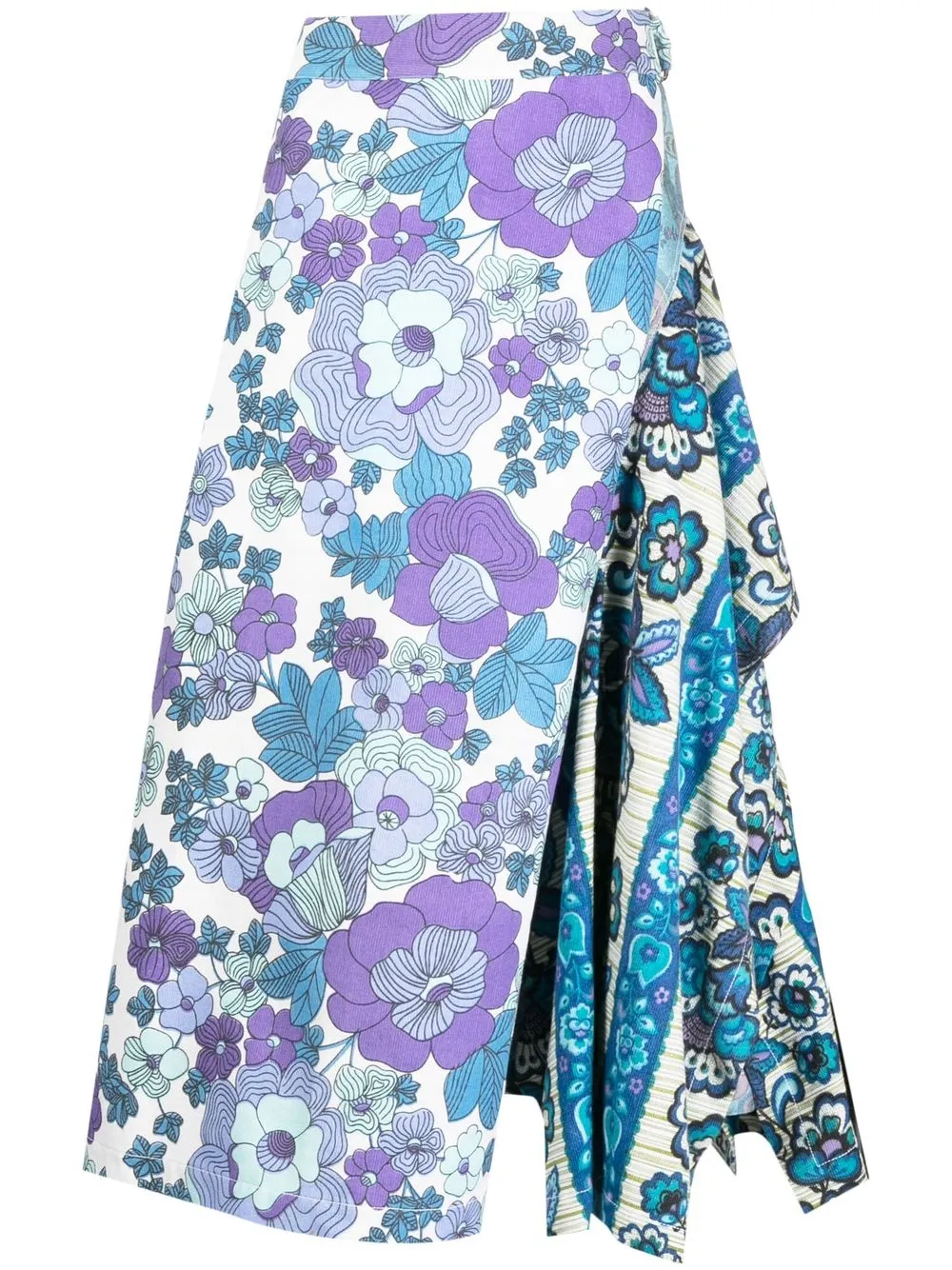 

colville falda midi asimétrica con estampado floral - Azul