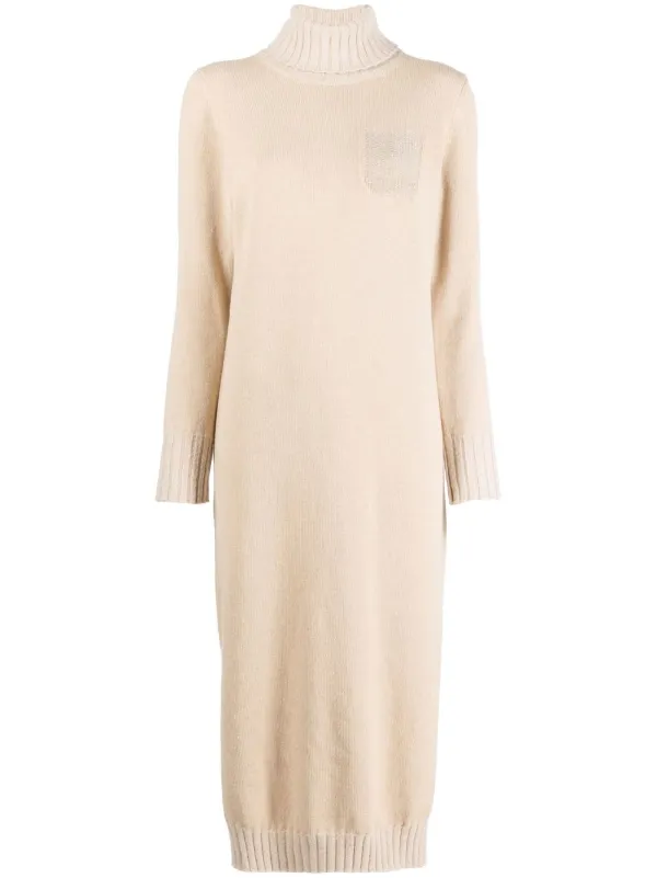 Roll neck outlet knitted jumper dress
