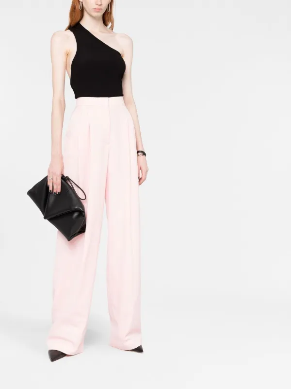 パンツ ALEXANDER MCQUEEN Women Straight Pants 708651 PINK Silk-trimmed wool and mohair slim pants in pink - Mc Queen