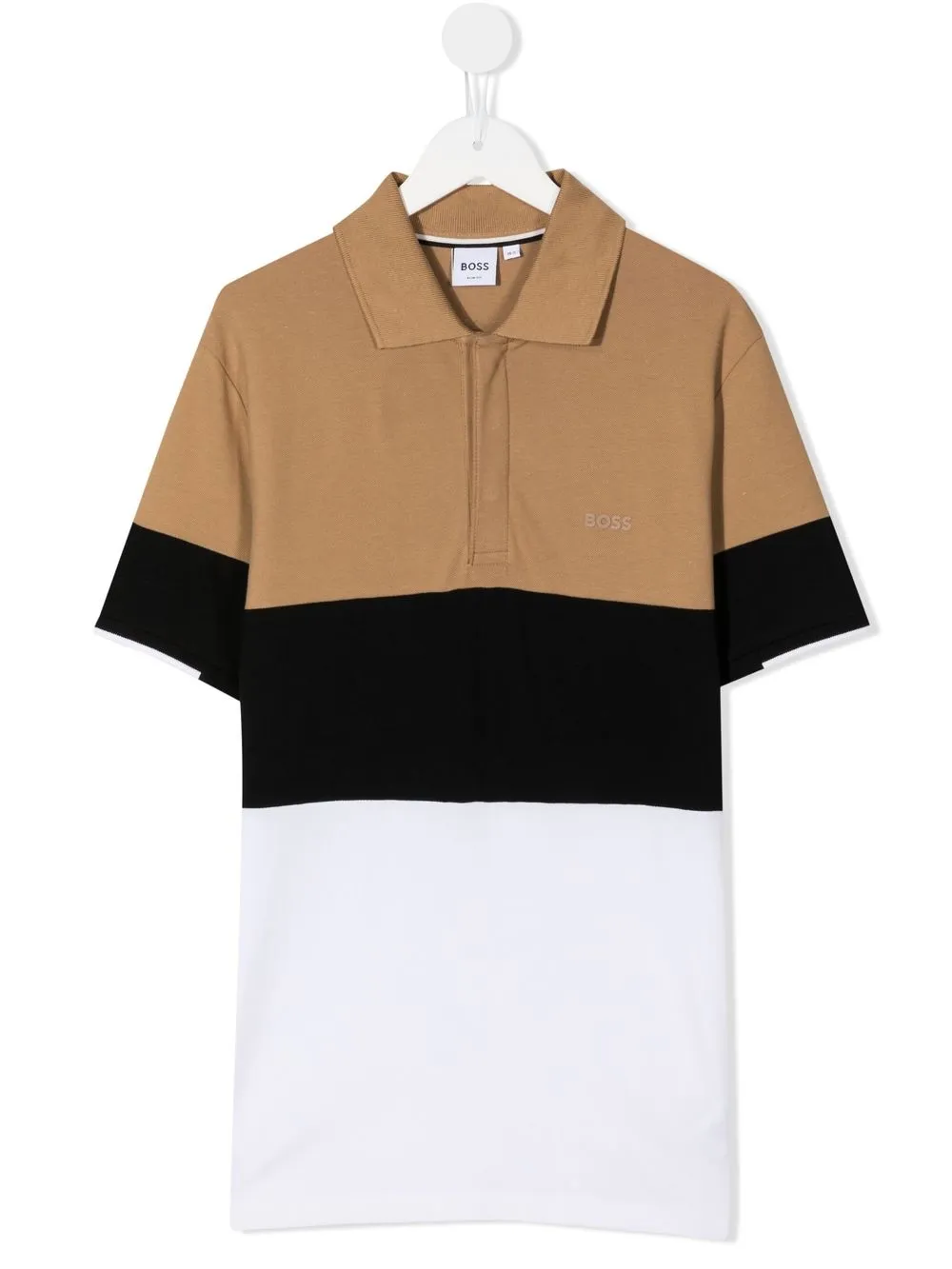 

BOSS Kidswear playera tipo polo con diseño color block - Marrón