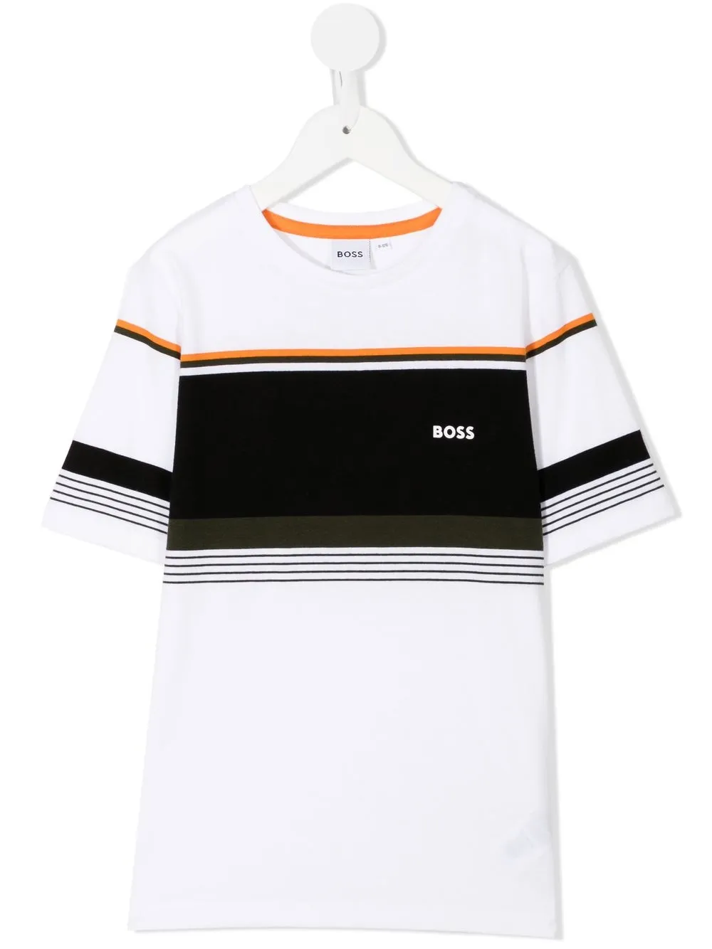 

BOSS Kidswear striped logo-print T-shirt - White