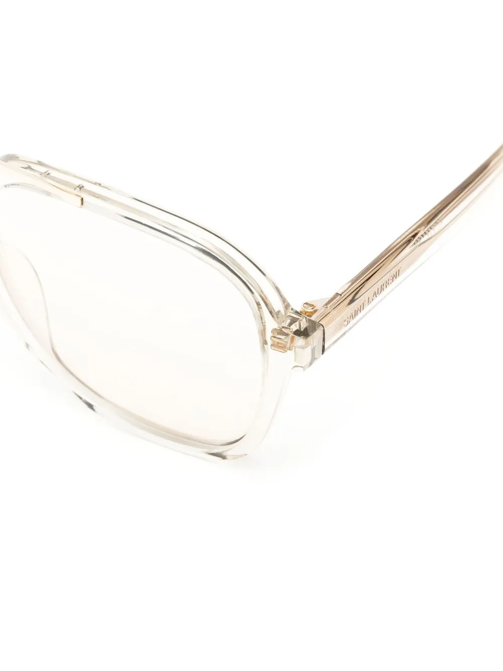  Saint Laurent Eyewear Eckige Brille Mit Logo   Nude 