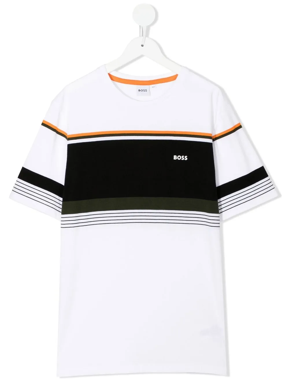 

BOSS Kidswear TEEN striped logo-print T-shirt - White