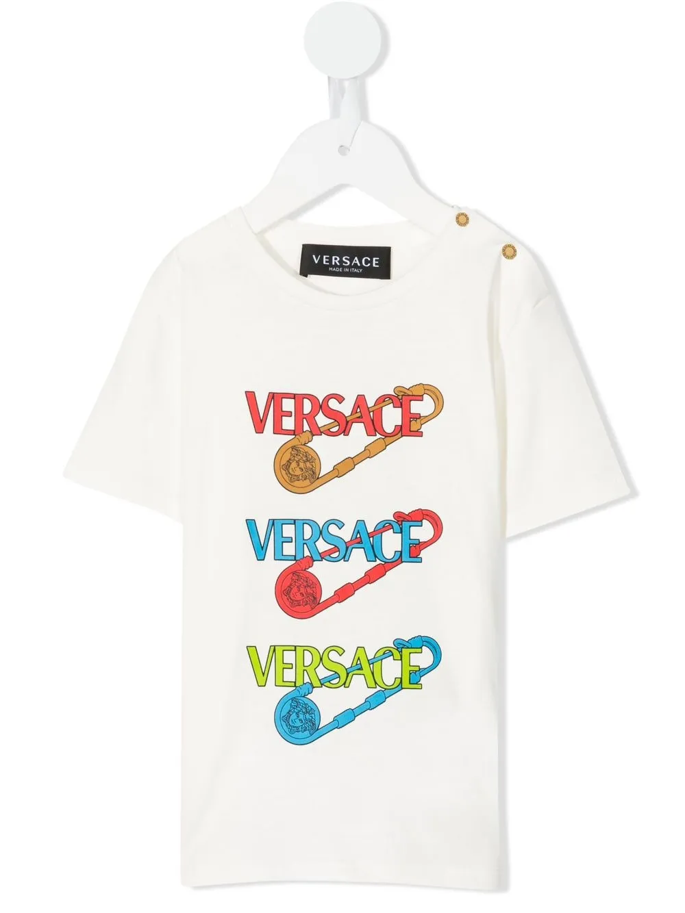 Versace Babies' Logo-print Short-sleeved T-shirt In Bianco