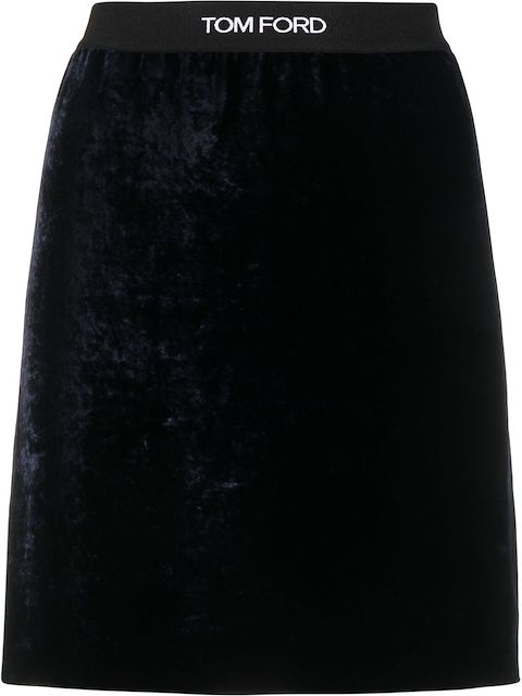 TOM FORD logo-intarsia velvet miniskirt