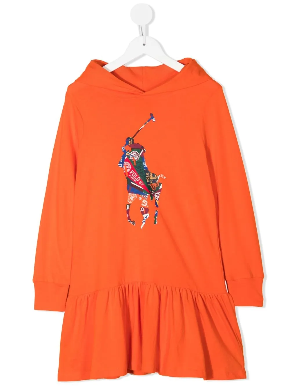 

Ralph Lauren Kids vestido con capucha y logo estampado - Naranja