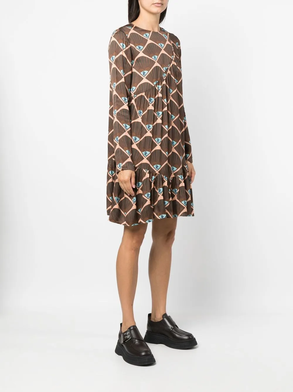 Semicouture Mini-jurk met lange mouwen Bruin